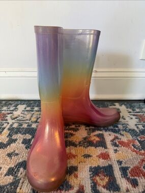 Cat & Jack Kids Rainbow Ombre Jelly Rain Boots - Pink, Purple Green Yellow, Blue